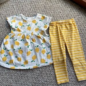 Lemon Print Kids Set - White and Yellow